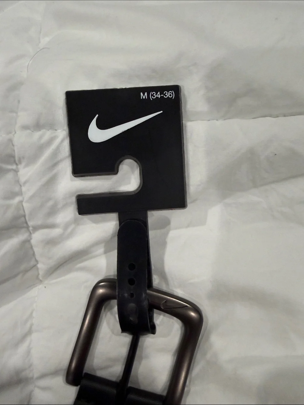 Nike Black Woven Elastic Men's Belt with Matte Buckle and Leather Trim
